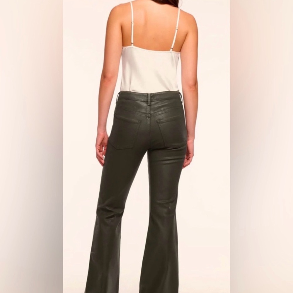 High-Waist Faux Leather Flare Pants - Black
